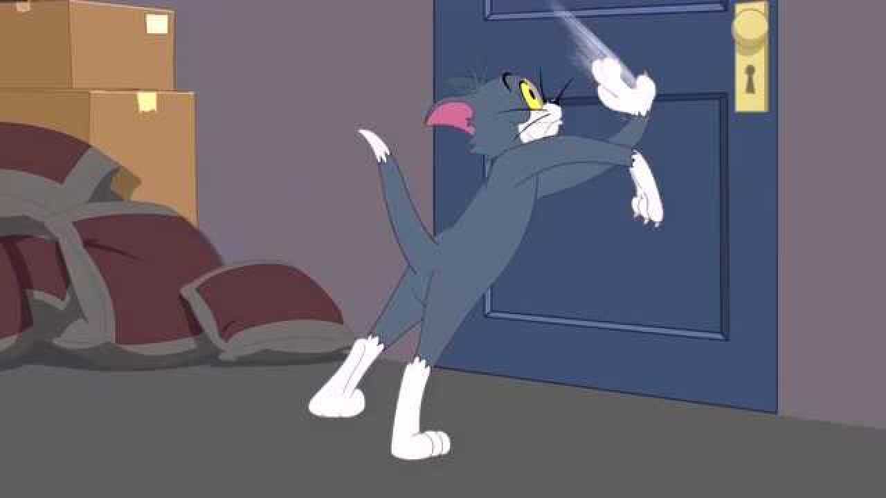 新猫和老鼠汤姆和杰瑞被锁在仓库里无法离开很绝望