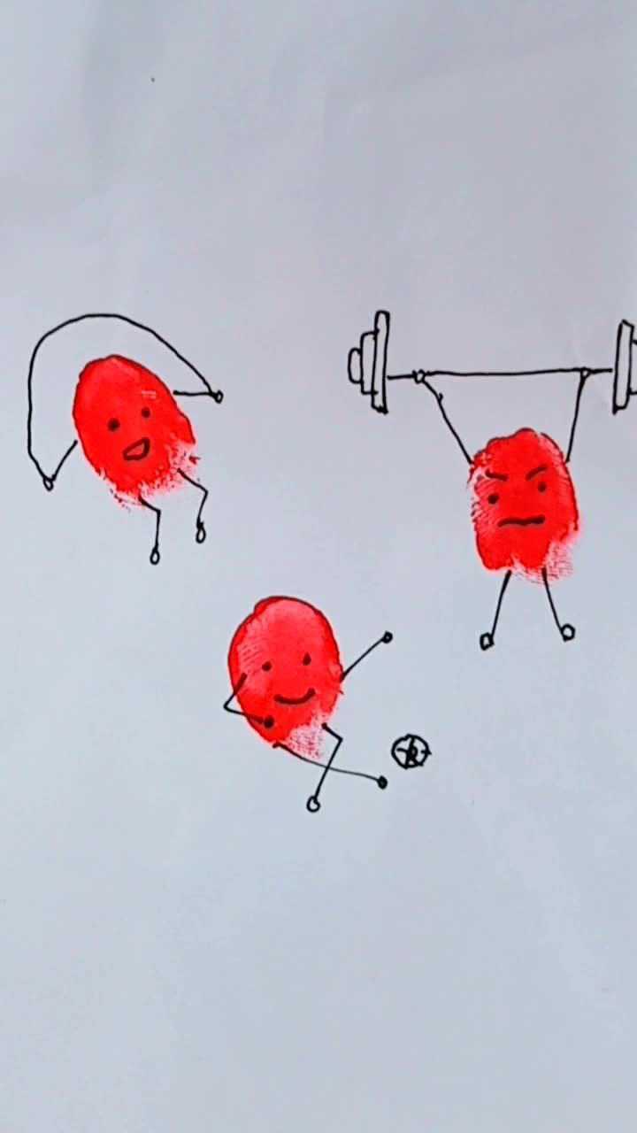 来按几个手印画手指运动小人儿童画