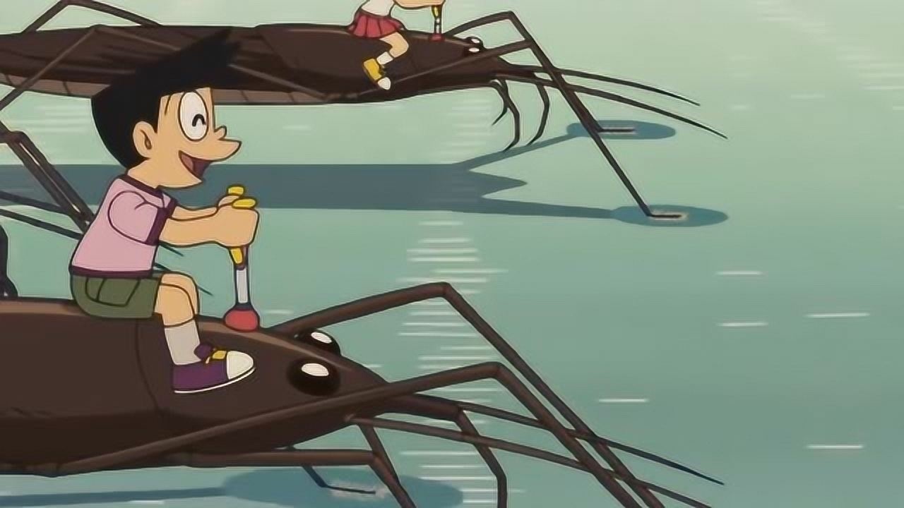 哆啦a梦:大雄哆啦a梦静香乘坐水黾,一路狂奔