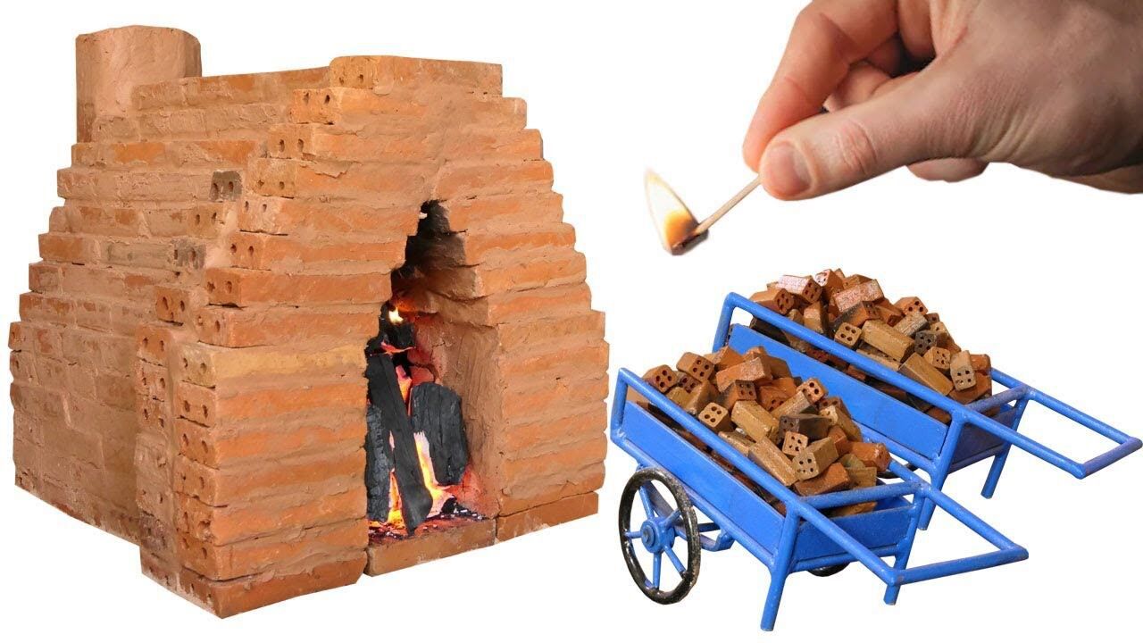微型制作 建造小砖窑烧砖头