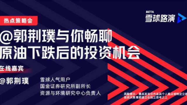 @郭荆璞与你畅聊,原油下跌后的投资机会