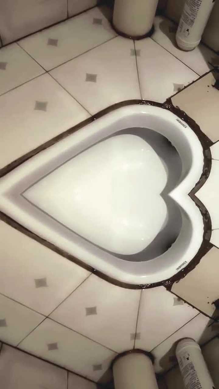 蹲便器都是心形的,设计师太有爱心了