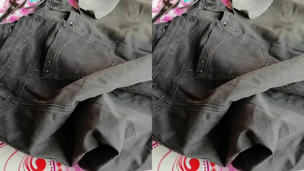 牛仔裤剪了,做帽子里子,硬,能撑起来