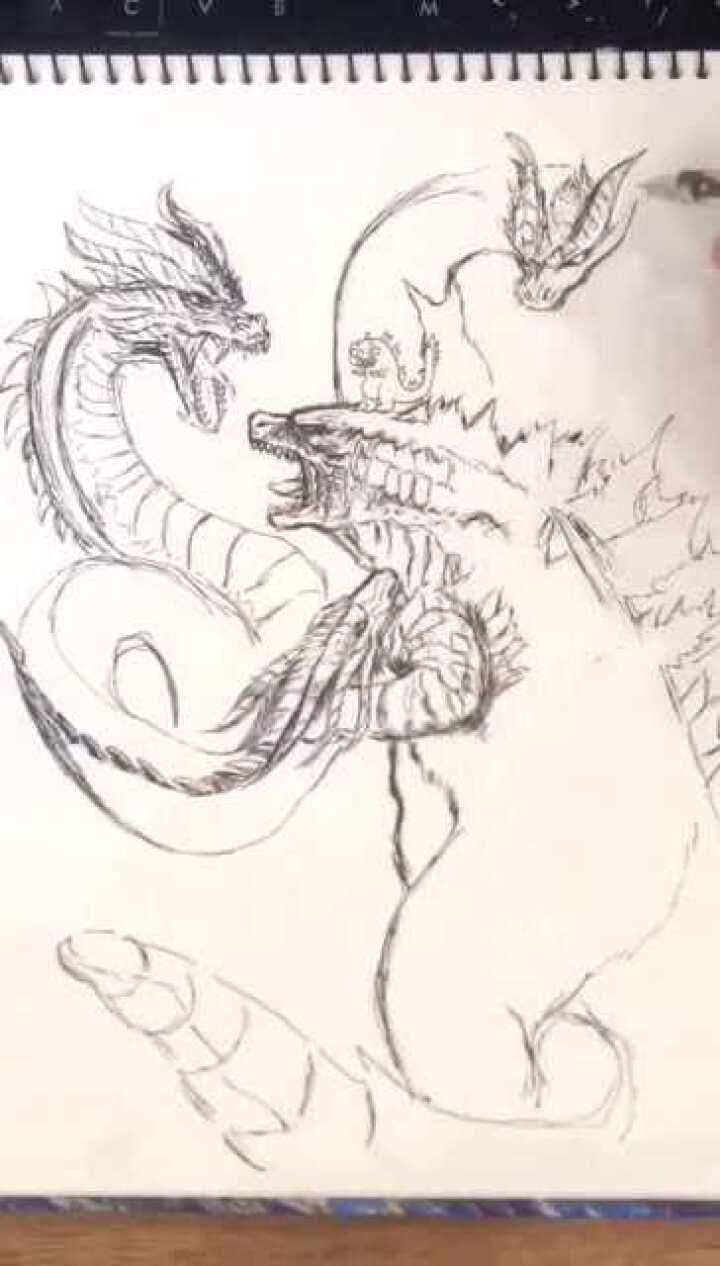 手绘哥斯拉2怪兽之王超人教学!