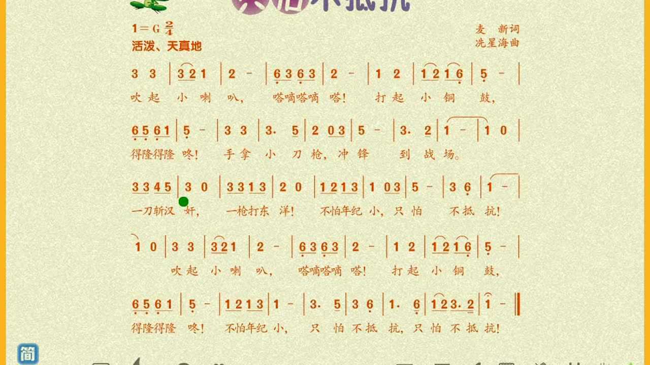 人音版三年级下册第1课只怕不抵抗