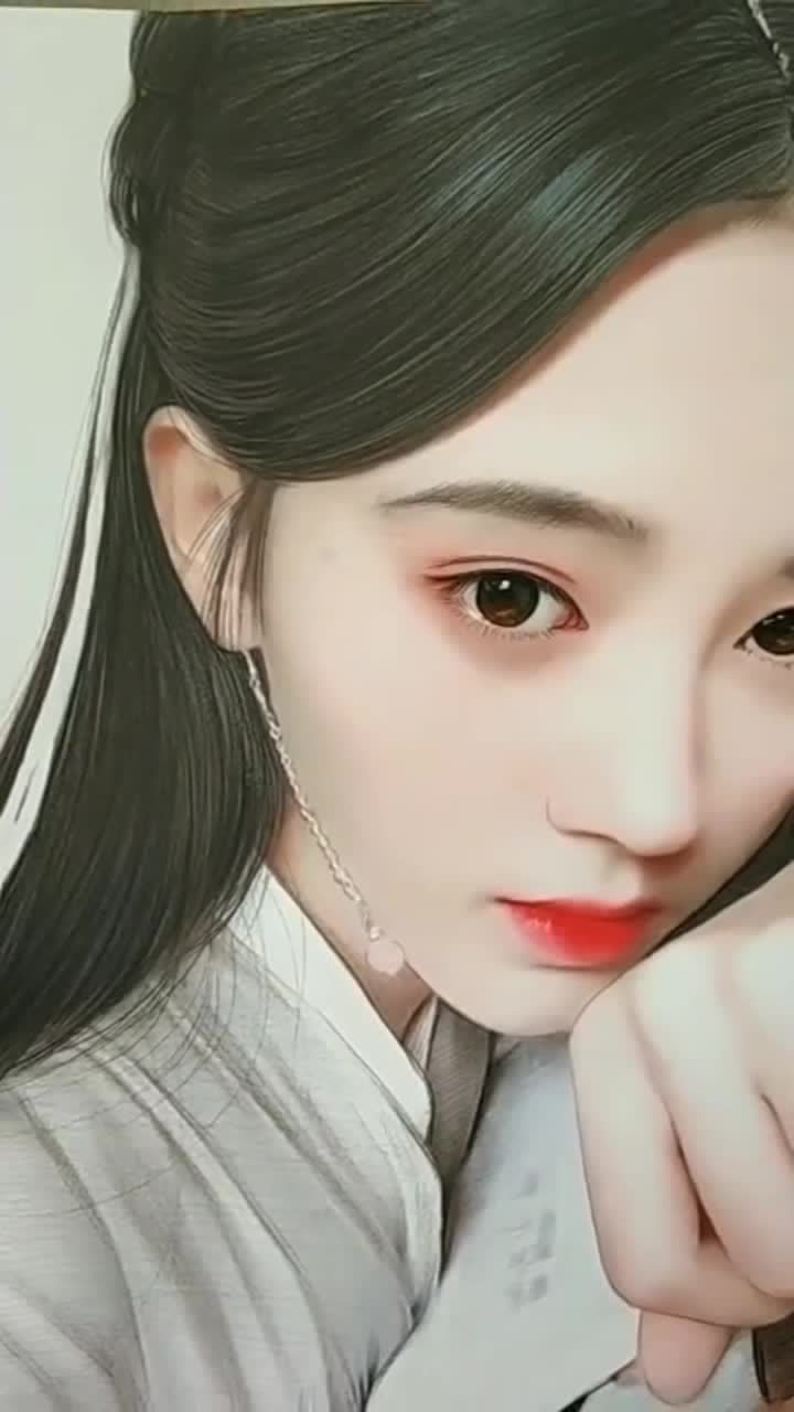 牛人手绘鞠婧祎画像画的太美了不愧是四千年美女