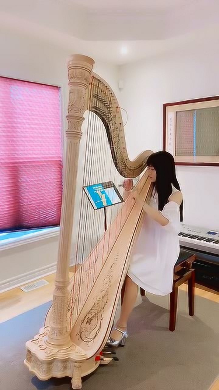 妹子用流光琴弹奏一首《天空之城》,真是别有一番韵味!