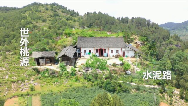 贵州大山下住着一户人家,环境如世外桃源,水泥路了还通到家门口