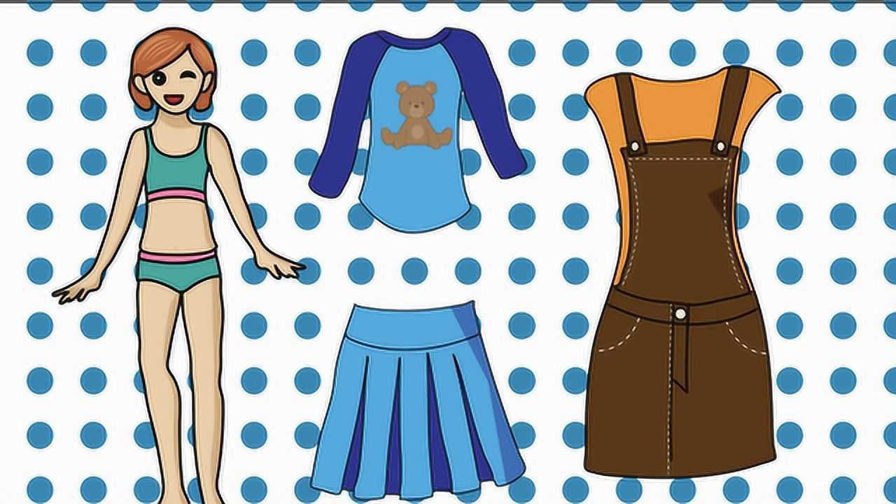 创意女孩绘画涂色书女孩化妆换衣服简笔画手账素材画