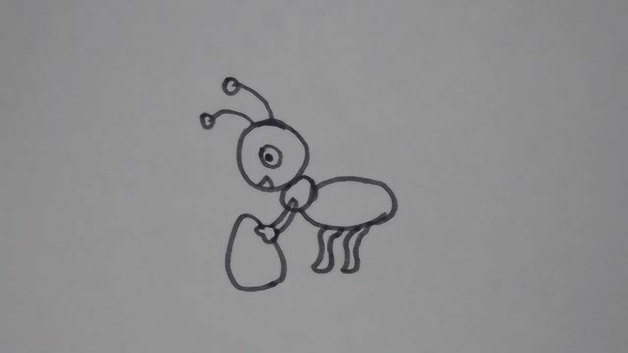 小蚂蚁搬米简笔画图片