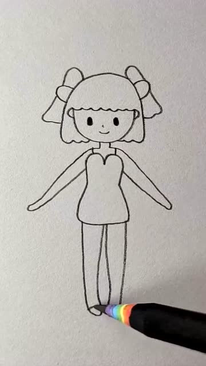 好看的短发女孩简笔画画法_腾讯视频
