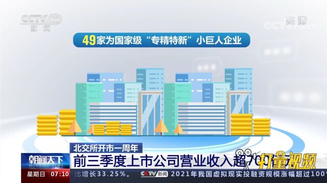 北交所开市一周年!前三季度上市公司营业收入超700亿元