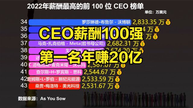 2022年薪酬最高的100位CEO出炉!第一名年赚20亿,猜猜是谁?