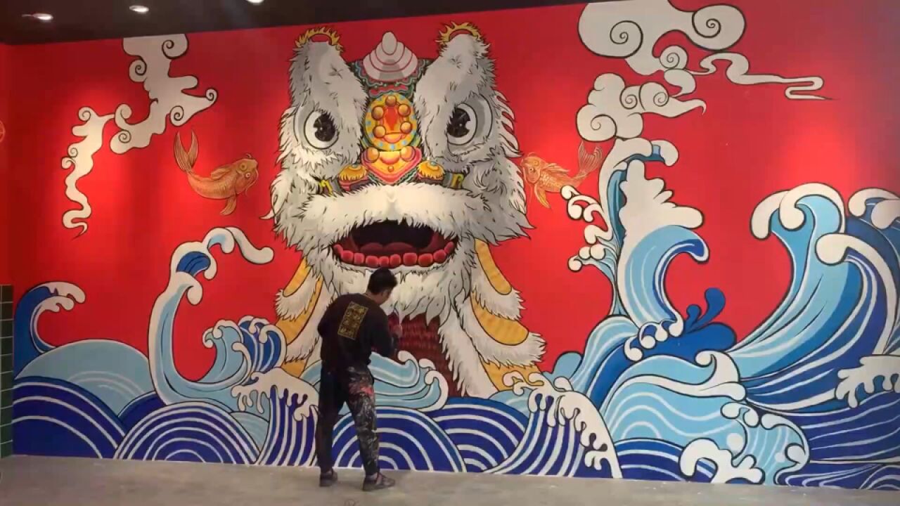 淄博墙绘师20天画700平烧烤彩绘:活排到了5月中旬