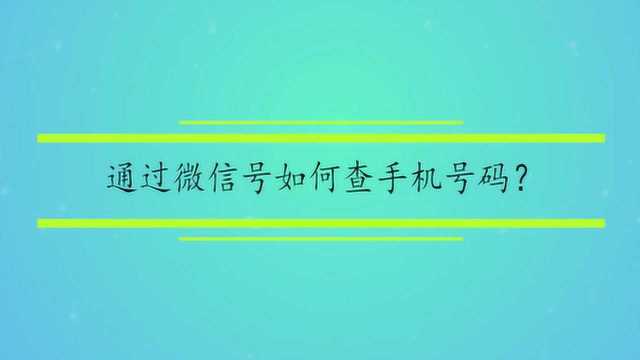 通过微信号如何查手机号码?