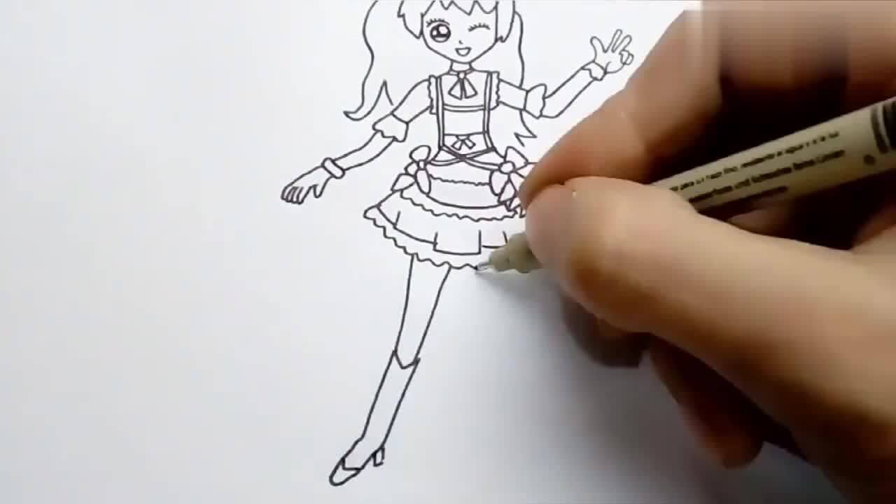 简单人物画卡通少女绘画动画片菲梦少女中的乔可星太好看了