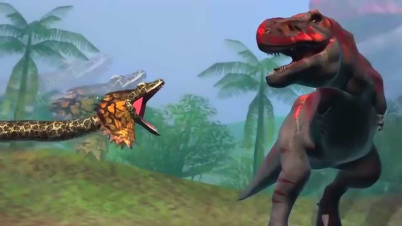 恐龙战争:霸王龙pk泰坦巨蟒,还是霸王龙厉害