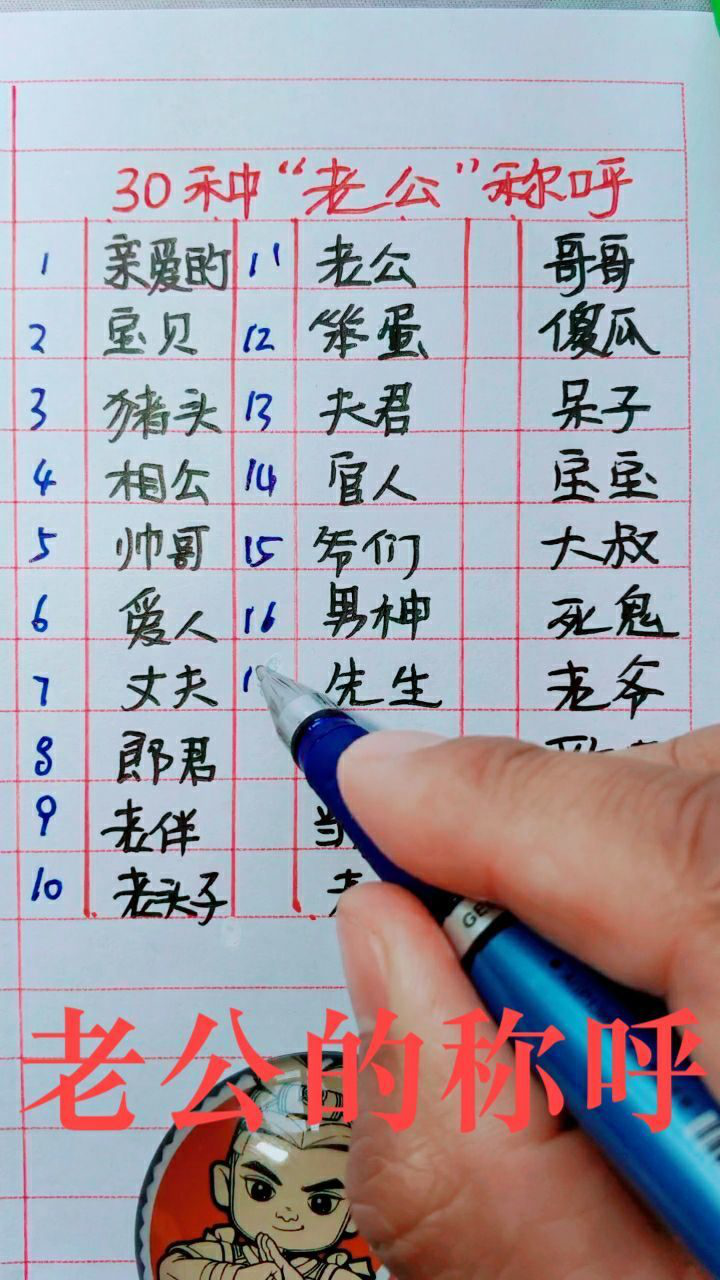 "老公"的30种称呼,你知道几种?