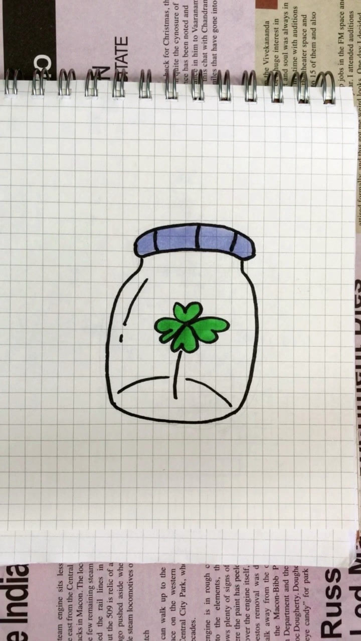 简笔画瓶子里的四叶草!