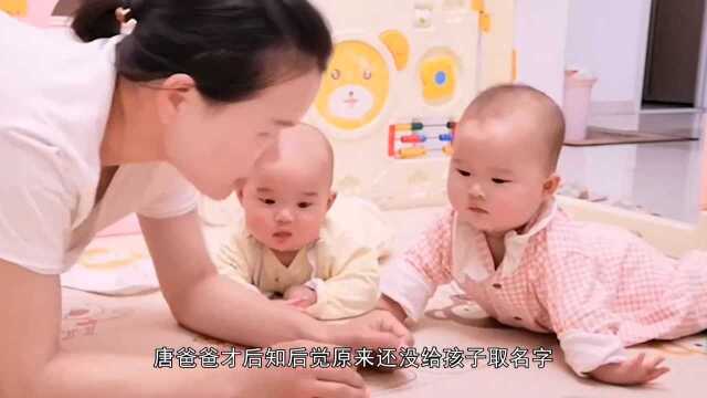 爸爸姓“唐”,给双胞胎起名时加母姓,妈妈无奈:你看看俺姓啥