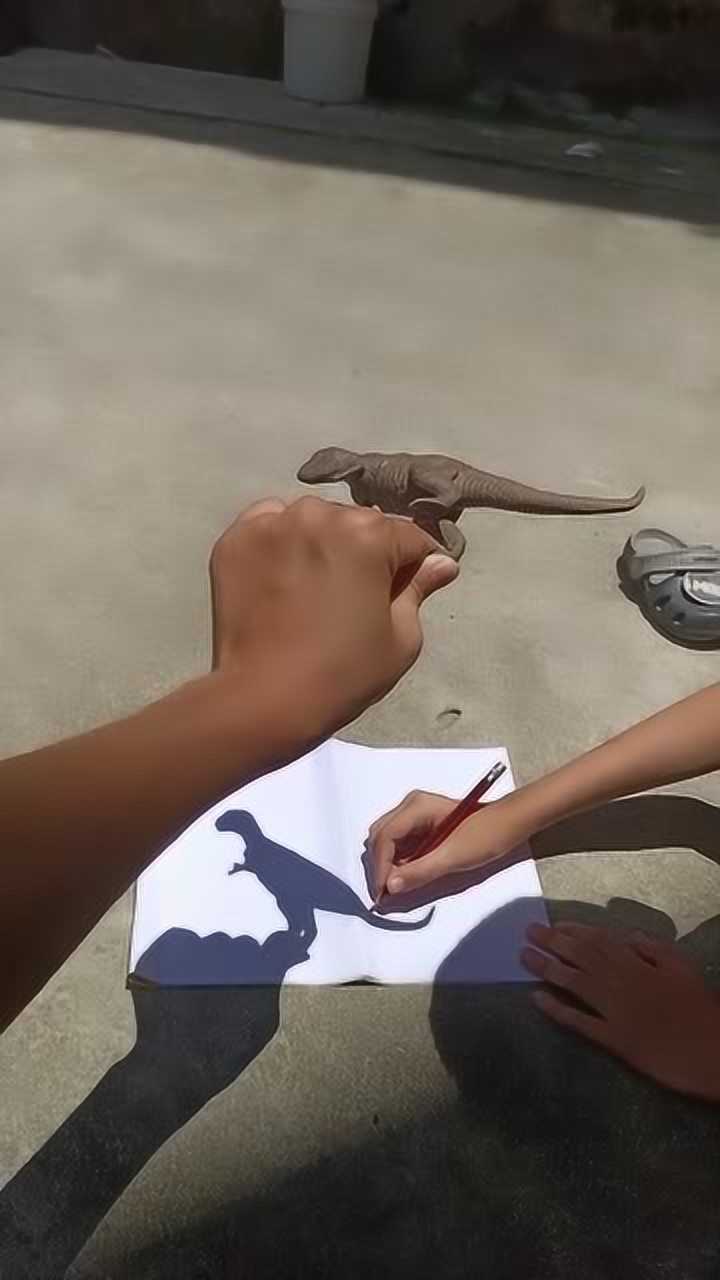 老师让画恐龙咱也不会不过万物都有影子
