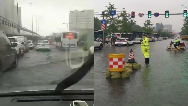 暴雨突袭山西太原 积水淹没宝马车 街头现“喷泉”