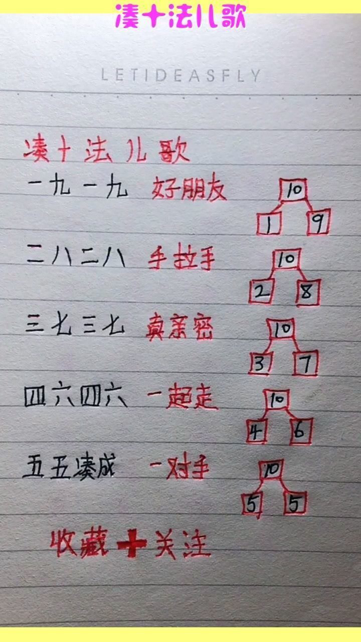 凑十法儿歌,教给孩子吧,特别容易记