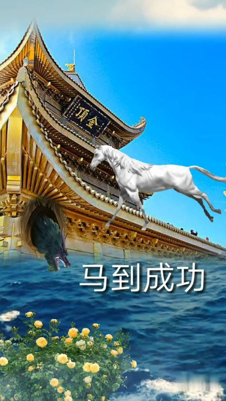 龙马精神,马到成功,一马当先,龙腾马跃.