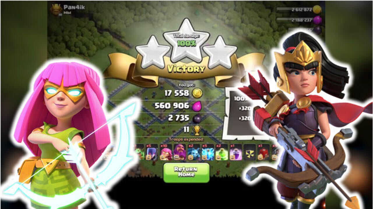 部落冲突:女皇带头冲锋!超级弓箭手大军毁天灭地