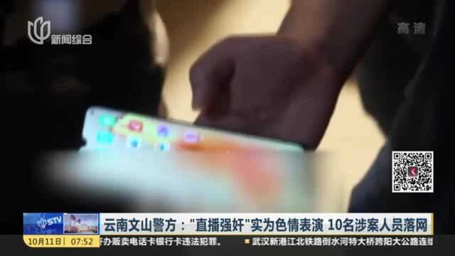 云南文山警方:“直播强奸”实为色情表演 10名涉案人员落网