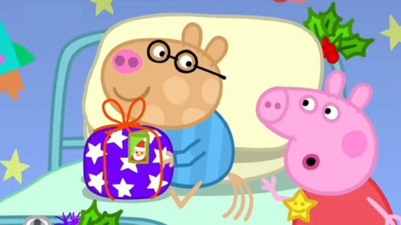 小猪佩奇好朋友佩德罗在医院收到圣诞礼物,趣味卡通儿童简笔画