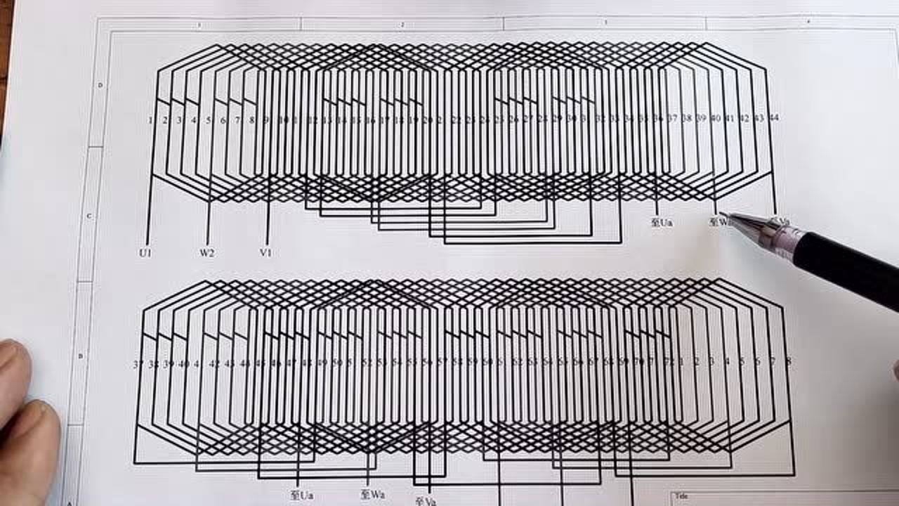 電機維修3相72槽6極鏈式雙層繞組展開圖_騰訊視頻