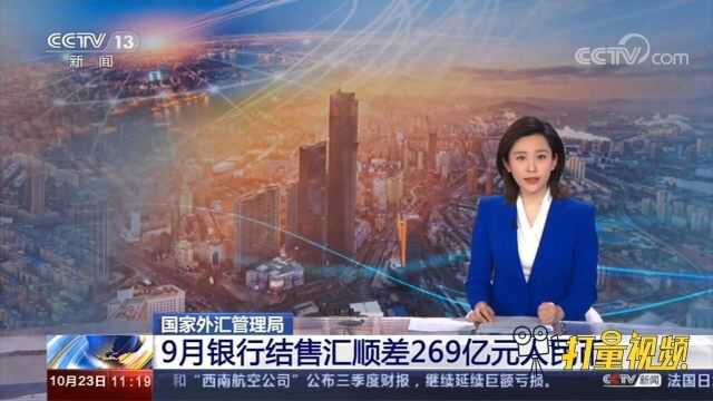 国家外汇管理局:9月银行结售汇顺差269亿元人民币