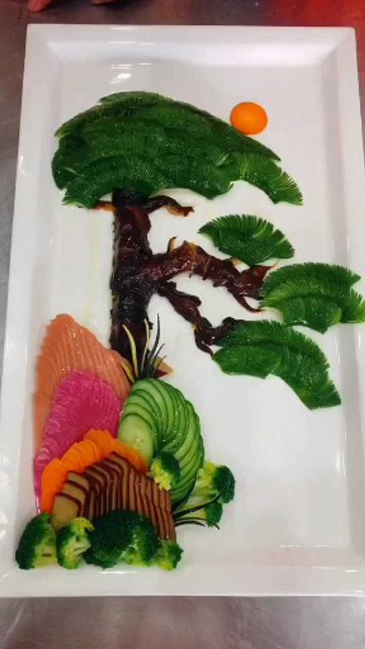 迎客松蔬菜拼盘教程_腾讯视频