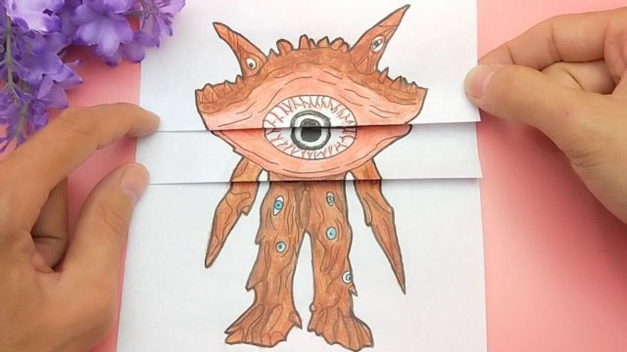 给加恩q眼怪兽手绘变脸,三次变换形态太有趣,这么搞笑你见过?