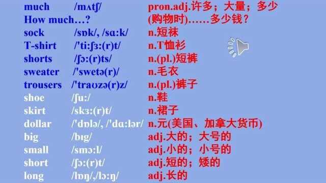 人教版初中英语7年级上册教材词汇表录音Unit 7