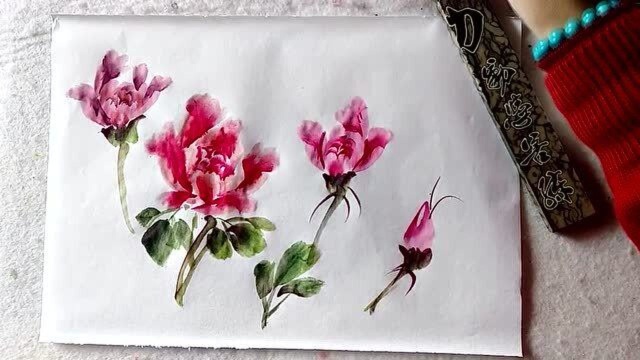 画牡丹花苞技法欣赏画,画鲜嫩的牡丹小花苞.简单易学