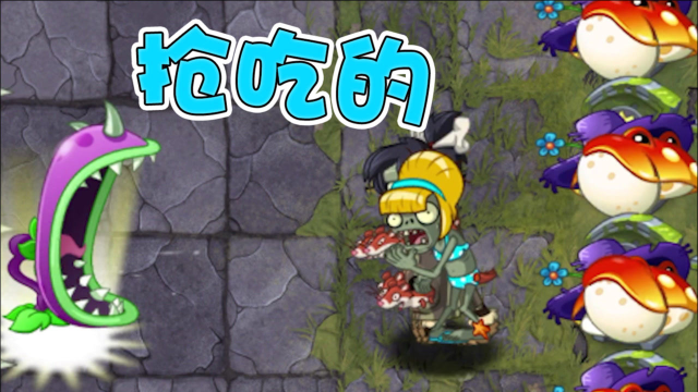 植物大战僵尸场上出现两张大嘴植物内讧