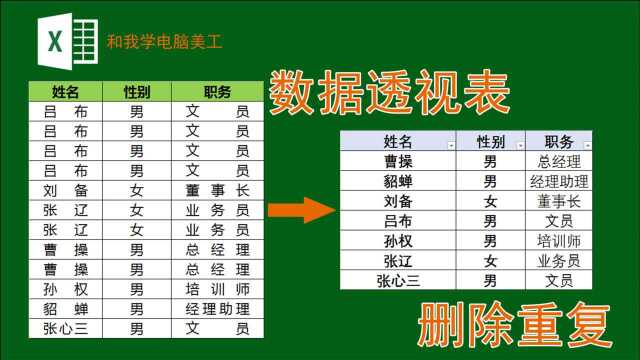 删除重复项您会几种方法?我会三种,利用数据透视表删除重复项