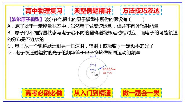 高中物理 原子结构波尔原子模型轨道量子化能量量子化跃迁条件