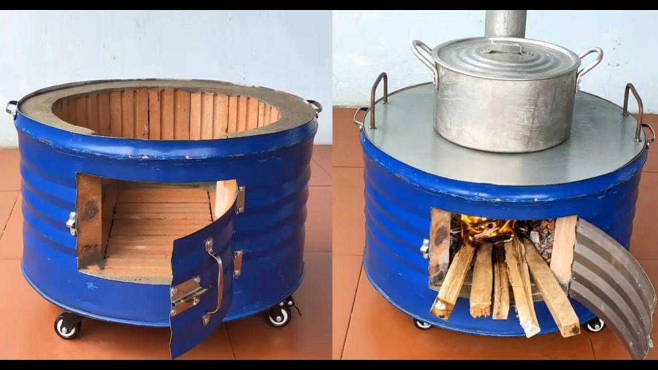 废物利用的新创意,破铁桶diy多功能土灶