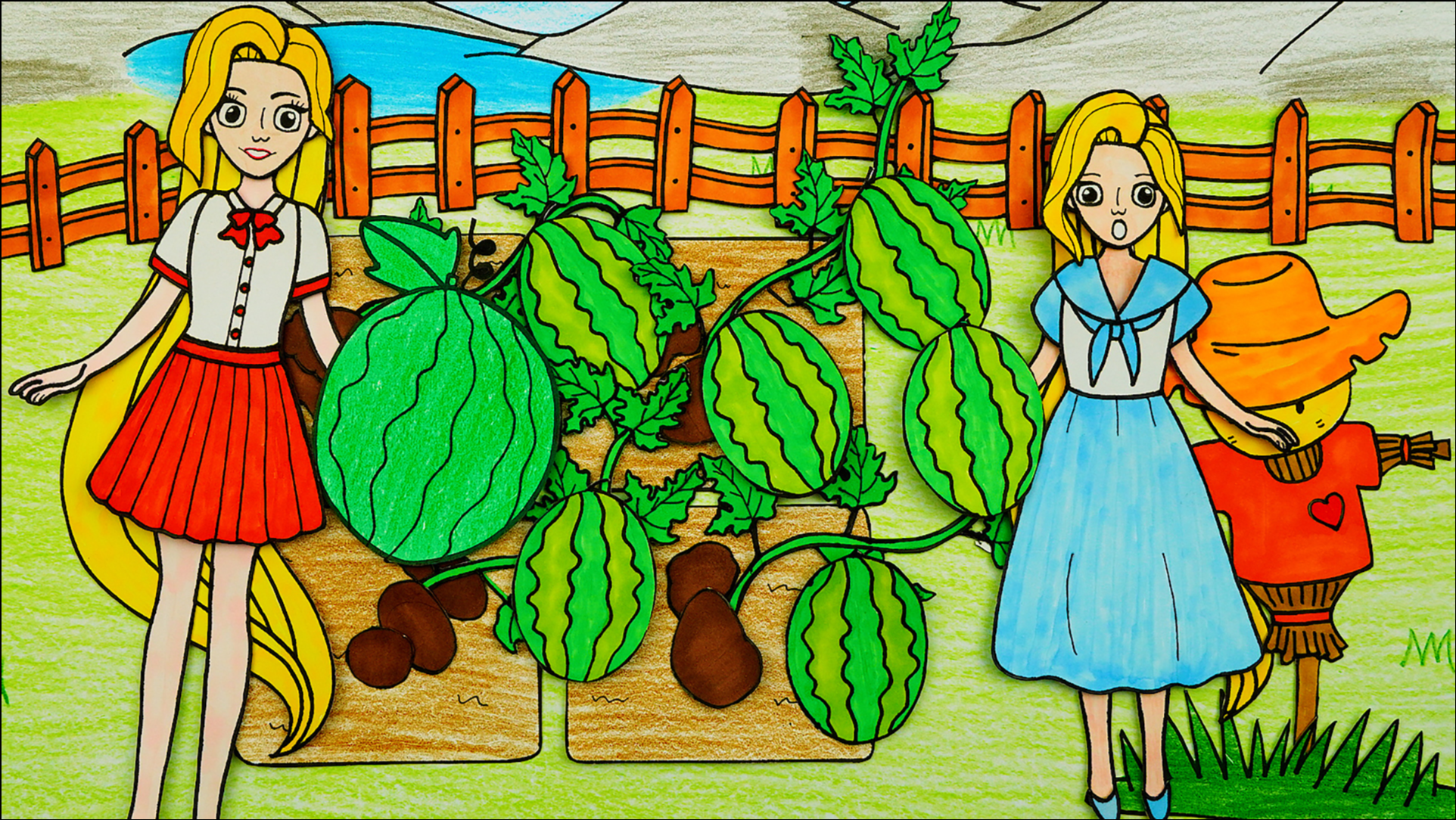 星星童话星星童话星星把西瓜籽种在菜园里一下结出了很多个西瓜