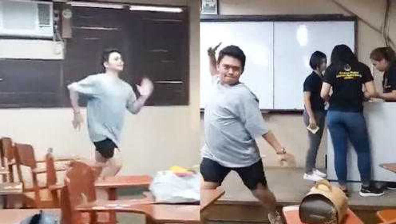 男子教室公然打女子屁股，精彩瞬间被全程记录，对方反应令人意外_高清