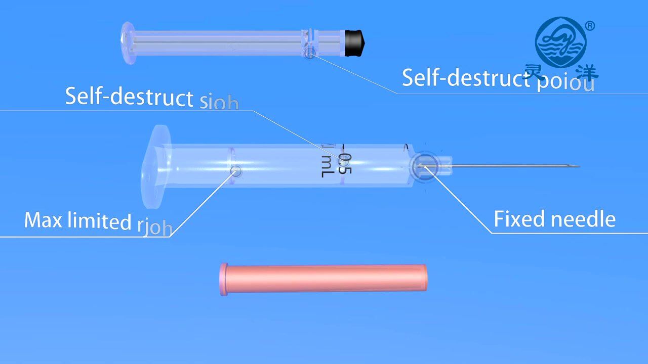 灵洋医疗自毁式一次性使用无菌注射器操作使用流程英文解说