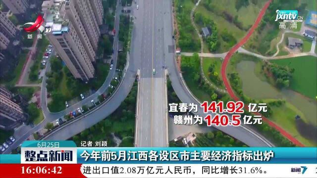 2021年前5月江西各设区市主要经济指标出炉