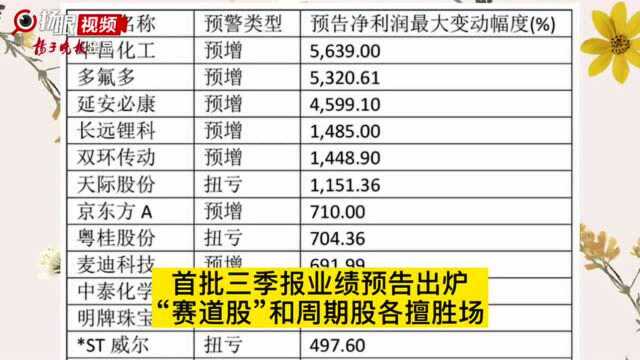 【原创】首批三季报业绩预告出炉,“赛道股”和周期股各擅胜场