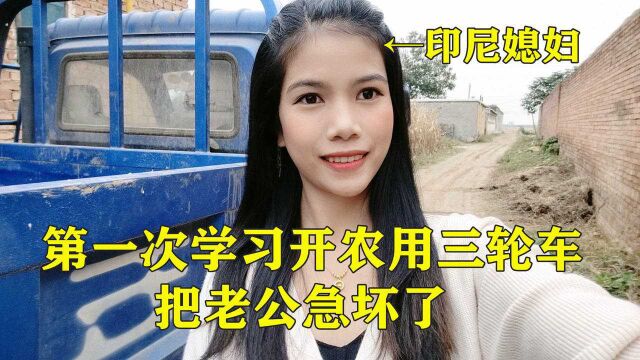 小丽学开农用三轮车