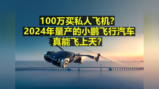 100万买私人飞机 2024年量产的小鹏飞行汽车 真能飞上天?