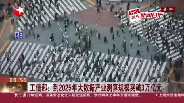 工信部:到2025年大数据产业测算规模突破3万亿元