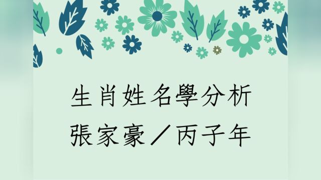 《姓名分析1603堂》名字鉴定案例分享(张氏)